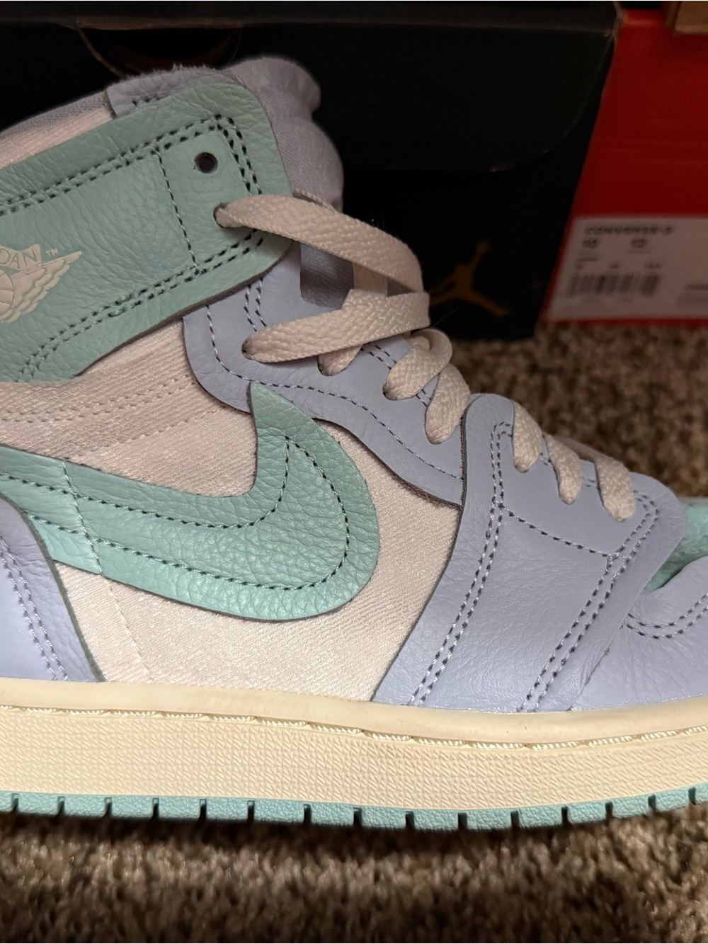 Nike Youth High-Top Sneakers in Mint Green and Light Blue